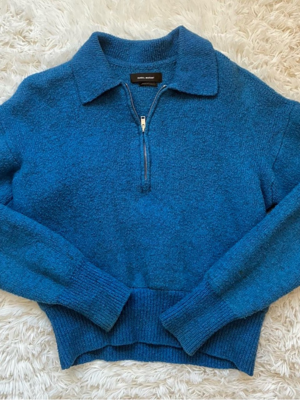 Isabel Marant Zip Collar Blue Pullover Sweater